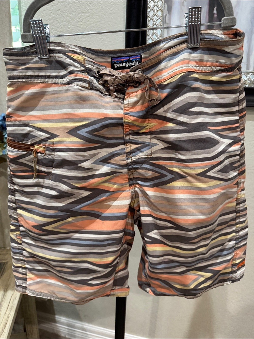 Patagonia Men’s Multicolor Geometric Stripe Swim Board Shorts